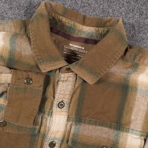 REI Cooperative Flannel Shirt Mens Medium Brown Plaid Long Sleeve Outdoors Cozy